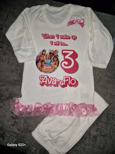 Personalised Birthday Pyjamas Girls When I Wake Up I Will Be  frilly and bows
