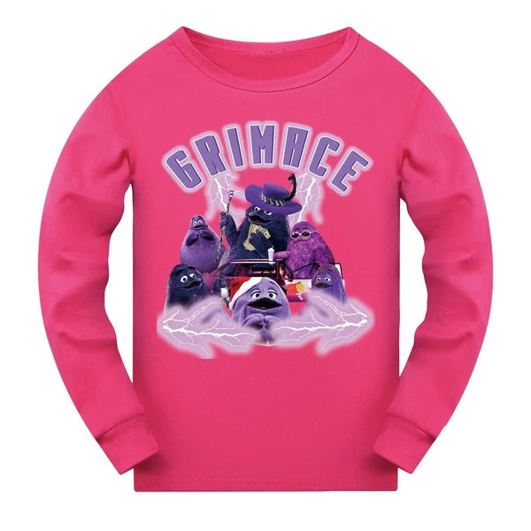 Children's Grimace Purple Print Fashionable Pajamas Casual Suit Daily Gift Hot