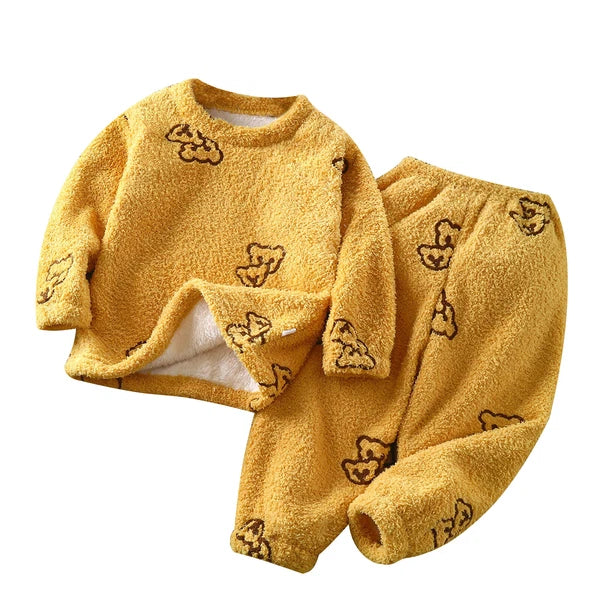 Unisex Kids Sleepwear Girls Set Print Pajamas Pullover Round Neck Cute Suit Top