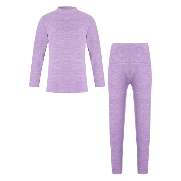 Girls Boys Pajamas Unisex Base Layer Suit Mock Neck Thermal Underwear Set Warm