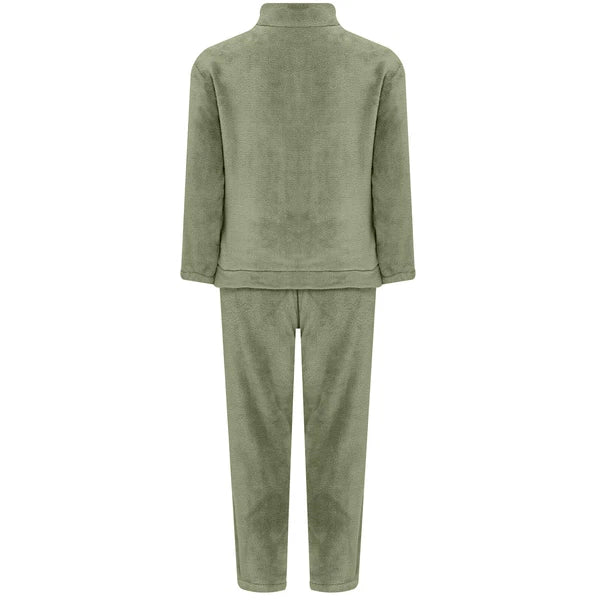 Kids Nightwear Warm Pajama Set Comfy Sleepwear Zipper Homewear 2 Piece Outfits