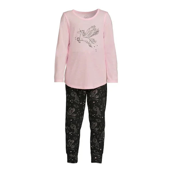 Wonder Nation Girls Long Sleeve Top and Joggers Pajama Set 2-Piece Size M NEW