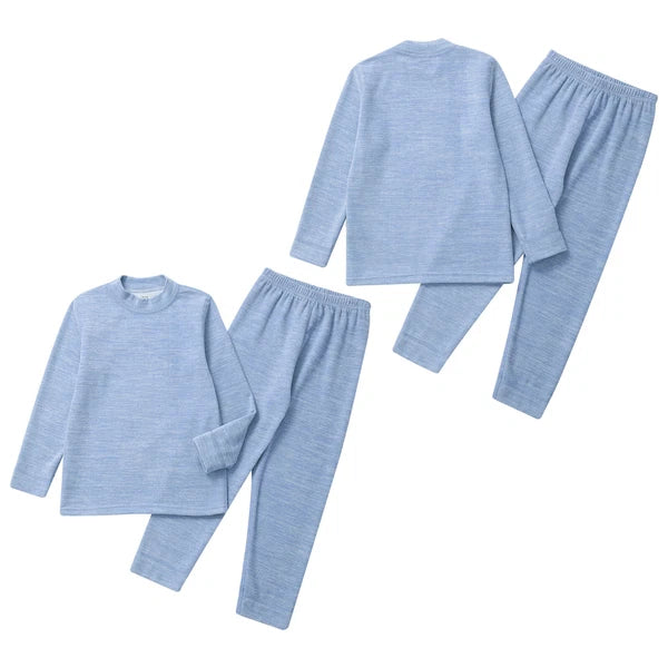 Girls Boys Pajamas Unisex Base Layer Suit Mock Neck Thermal Underwear Set Warm