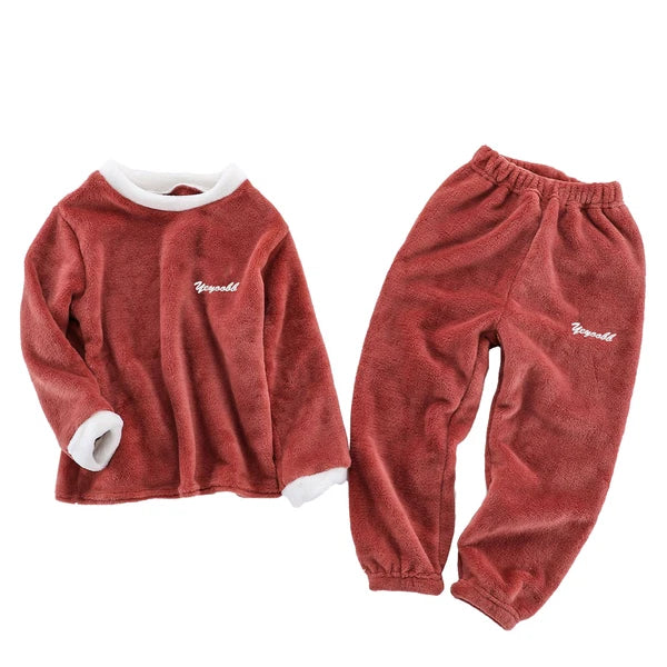 Girls Boys Pajamas Suit Long Sleeve Tops with Pants Sleepwear Winter Nightwear