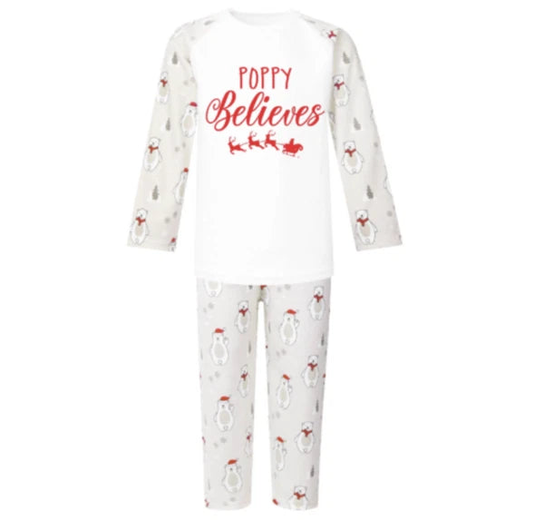 Personalised Christmas Pyjamas PJs Set  Eve Xmas Kids Children's