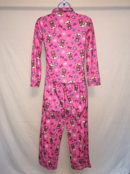 2 PIECE PAJAMA SET GIRLS SLEEPWEAR Lg 10-12 Button up top design style options