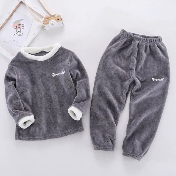 Girls Boys Pajamas Suit Long Sleeve Tops with Pants Sleepwear Winter Nightwear