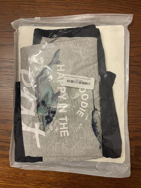 “Foodie Happy in The Eat” Fish Sea  Big Boy Kids Pajama Set