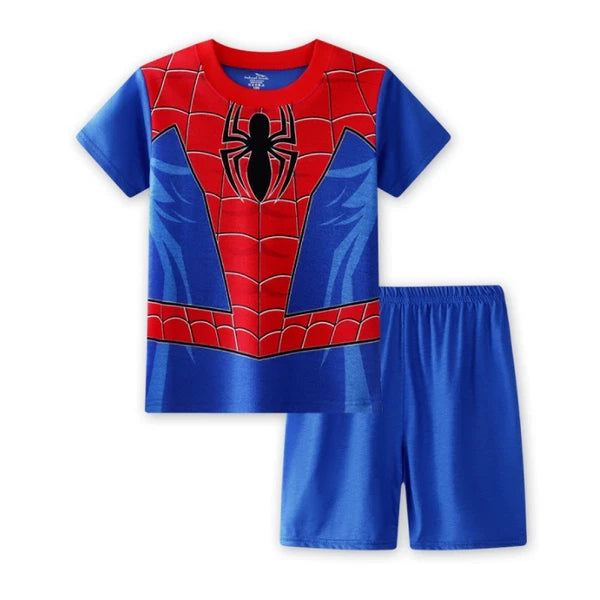 Boys Girls Kids Spiderman Superhero Pyjamas Short Sleeve T-Shirt Shorts PJs 1-6Y