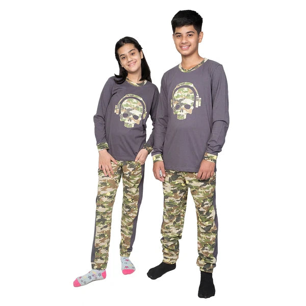 Kids Unisex Boys Girls Long Camo Cotton Gamer Gaming Pyjamas PJ Sets 5-13 Years
