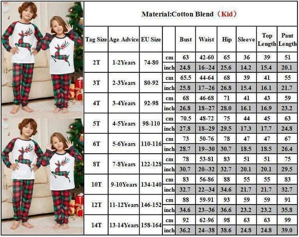 2025 Christmas Deer Grid Print Family Pyjamas Kids Adults Nightwear Pajamas Set*