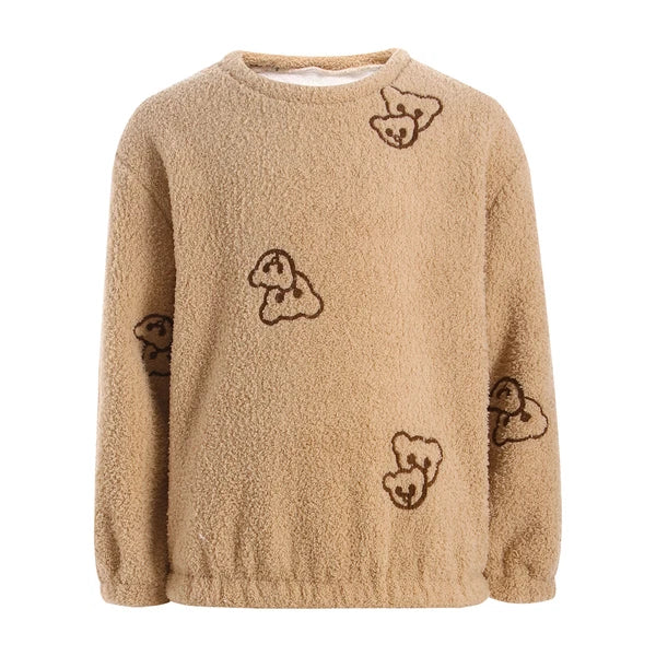 Kids Pyjamas Fleece Nightwear Elastic Waist Pyjama Set Warm 2 Piece-