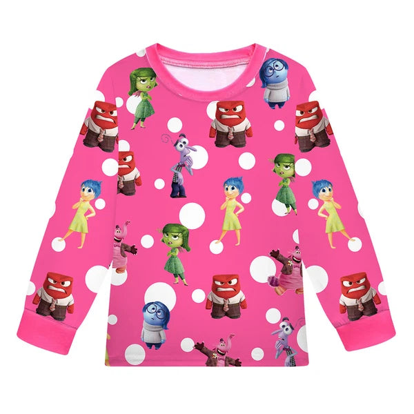 Kids Inside Out 2 Pajamas 2pcs Cartoon Long-sleeved Pyjamas Long Pyjama Pant Set