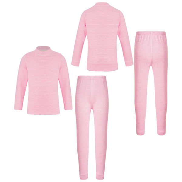 Girls Boys Pajamas Unisex Base Layer Suit Mock Neck Thermal Underwear Set Warm