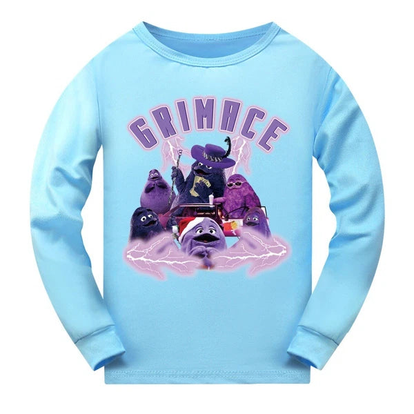 Children's Grimace Purple Print Fashionable Pajamas Casual Suit Daily Gift Hot
