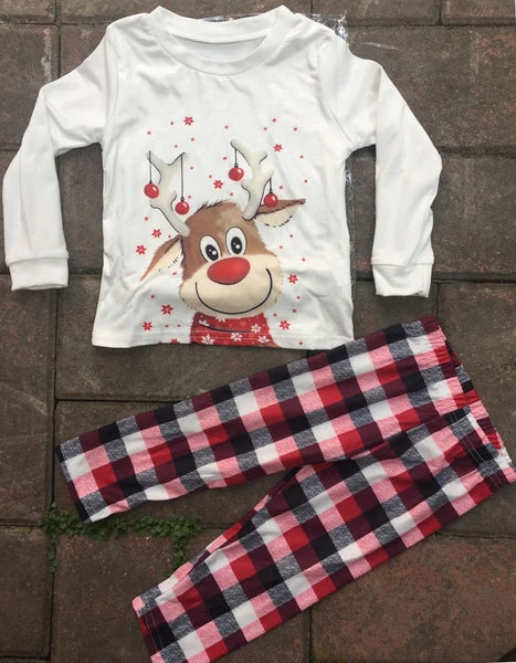 Family Matching Christmas Pyjamas Adult Kids Xmas Nightwear Pjs Set Reindeer