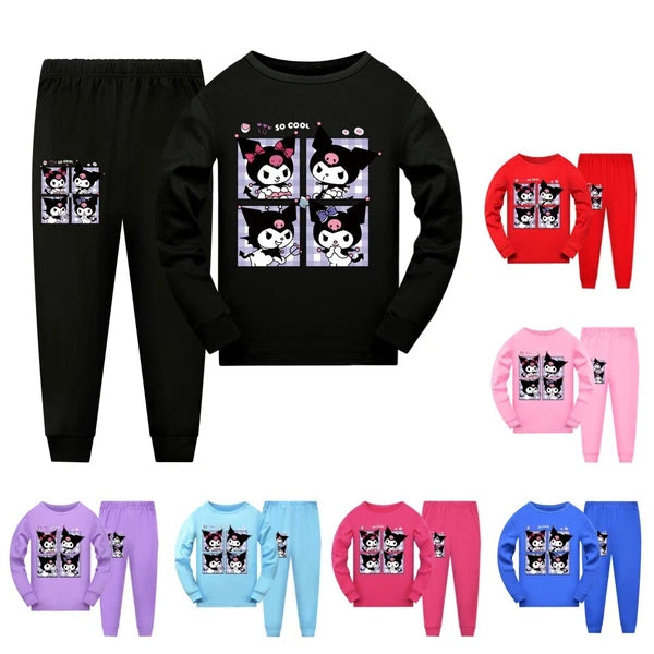 Kids Kuromi Long Sleeves Top+Pants Sleepwear Nightwear PJ'S Set Outfits Gift New