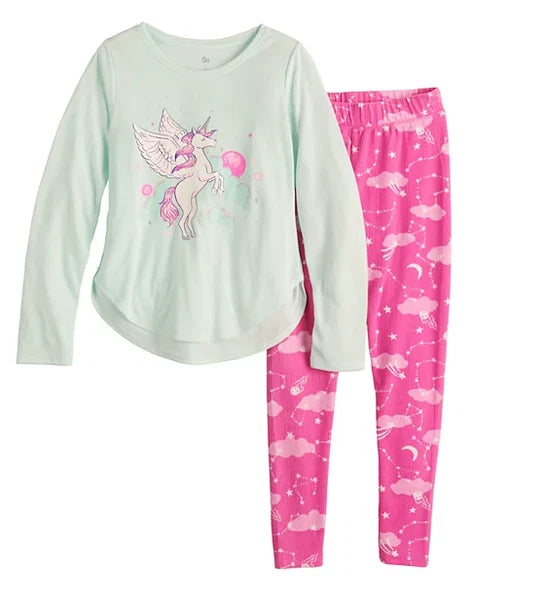 SO Girls (2 Pc) Tunic & Thermal Leggings + Socks PAJAMA SET Sizes  16 or 18  NWT