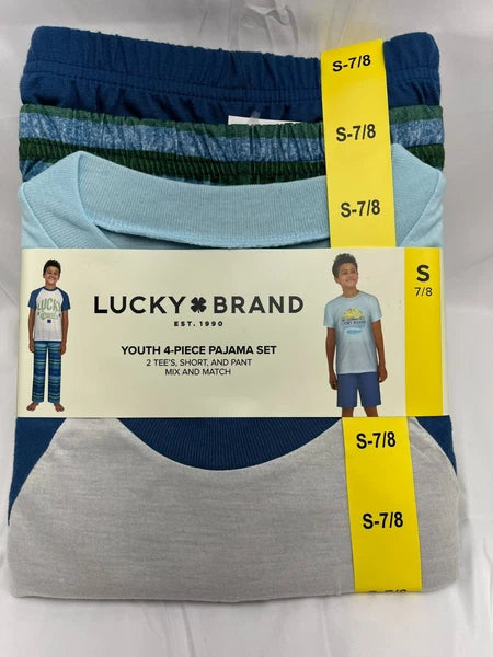 Lucky Brand Youth 4-Piece Pajama Set  Size  M(10/12)  Flam Resistant NWT