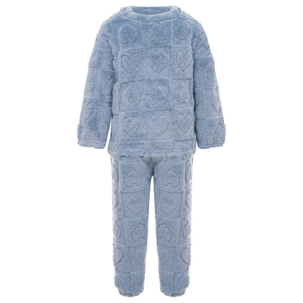 Kids Boys Girls Flannel Suit Unisex Children Pajamas Set Cute Tops With Pants