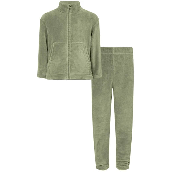 Kids Nightwear Warm Pajama Set Comfy Sleepwear Zipper Homewear 2 Piece Outfits