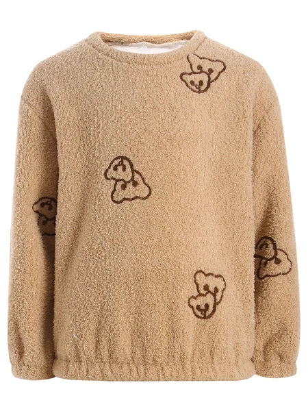 Kids Pyjamas Fleece Nightwear Elastic Waist Pyjama Set Warm 2 Piece-