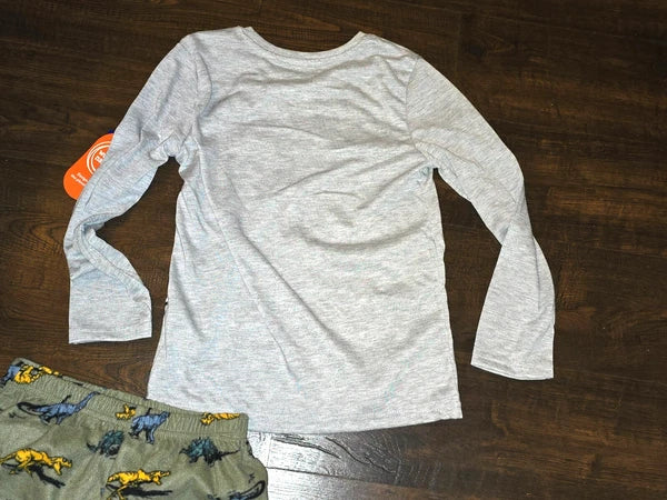 Wonder Nation Boys Dino Long Sleeve Top and Pants 2-Pc Sleep Set Sz M L 8 10 12