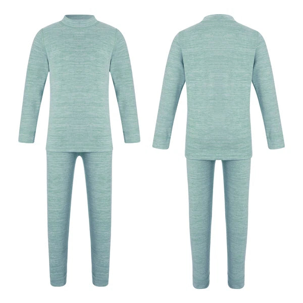 Girls Boys Pajamas Unisex Base Layer Suit Mock Neck Thermal Underwear Set Warm