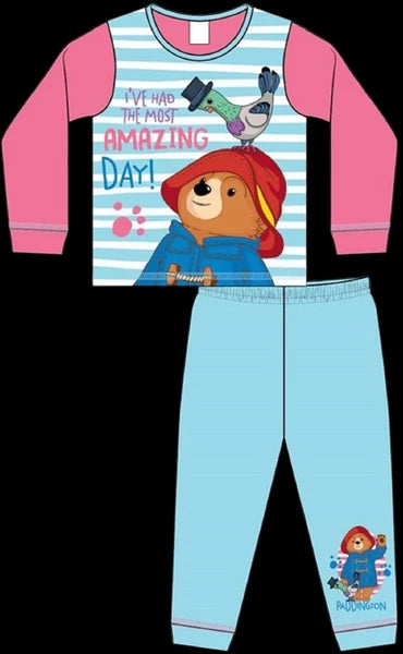 PADDINGTON BEAR Girl's Pyjamas / Pink & Blue PJs Sizes 18 Months - 5 Years