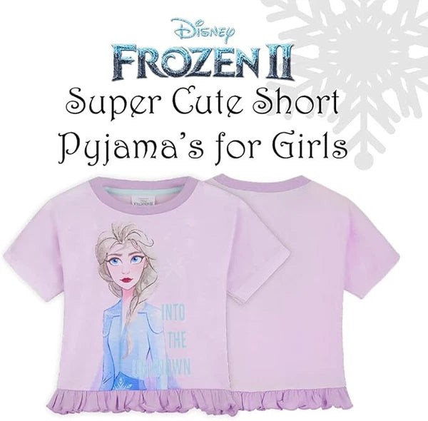 Disney Frozen Girls Pyjamas Set Summer Nightwear PJs Short Pyjamas for Kids Teen