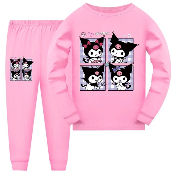 Kids Kuromi Long Sleeves Top+Pants Sleepwear Nightwear PJ'S Set Outfits Gift New