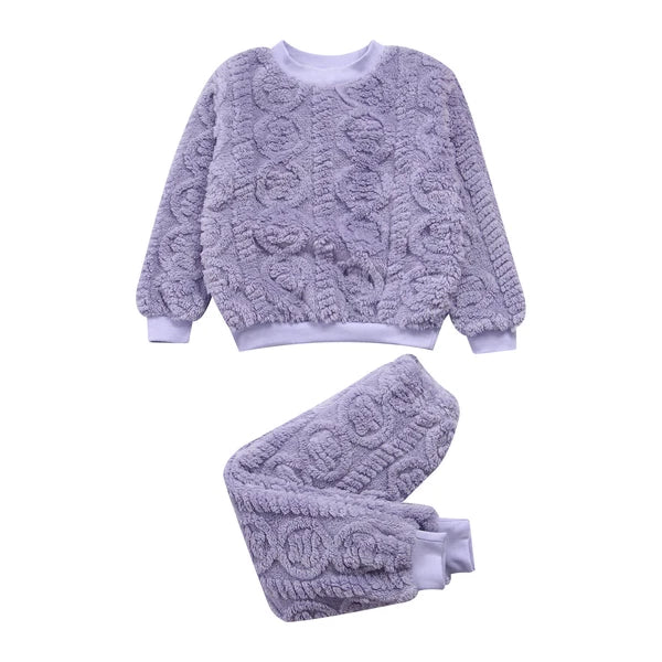 Kids Set Warm Pajamas Stand Collar Sleepwear Long Sleeve Nightwear Sleep Fancy