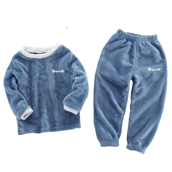 Girls Boys Pajamas Suit Long Sleeve Tops with Pants Sleepwear Winter Nightwear