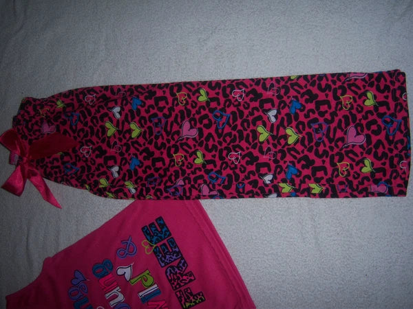 Girl Thing Brand 3 Piece PJ Pink Purple Shorts Pants Tops Set Size XS(4/5) NEW