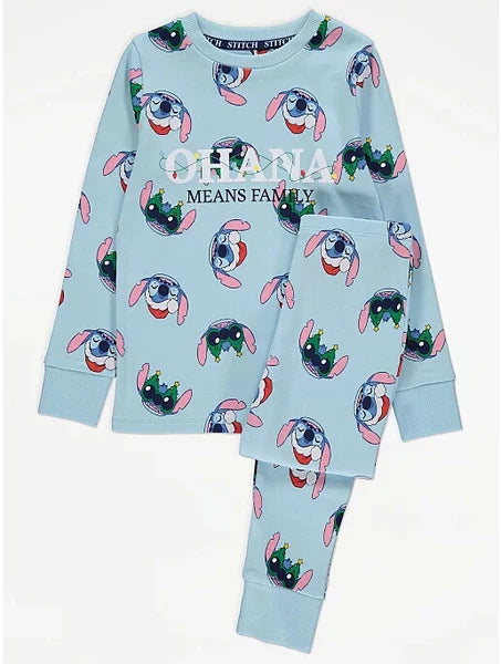 Christmas Family Matching Disney Lilo & Stitch Ohana Navy Blue Pyjamas George