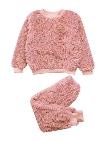 Kids Set Warm Pajamas Stand Collar Sleepwear Long Sleeve Nightwear Sleep Fancy