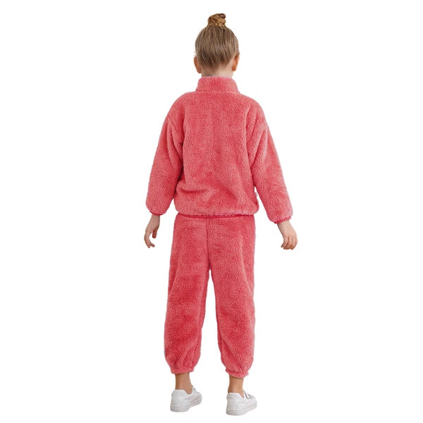 Kids Boys Girls Homewear Long Sleeve Outfits Zipper Pajama Set Comfy Sleepwear