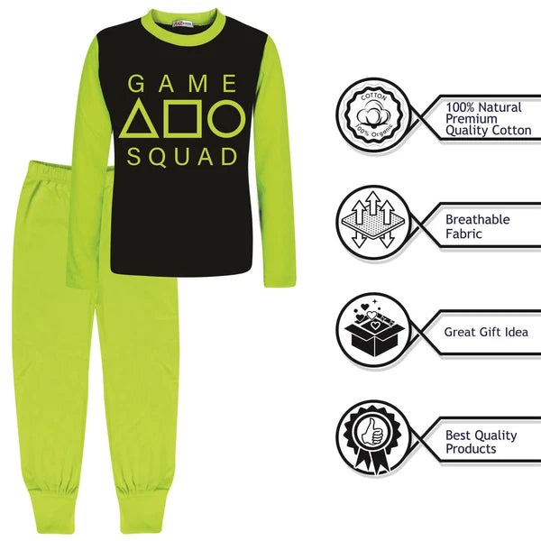 Kids Girls Lime Game Squad Cosplay Pyjamas Sleepwear PJs 2 Piece Set