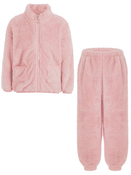 Kids Boys Girls Pajama Set Warm Homewear Flannel Outfits Pants Loungewear Tops