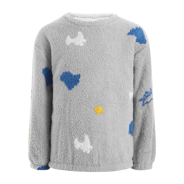 Kids Pyjamas Fleece Nightwear Elastic Waist Pyjama Set Warm 2 Piece-