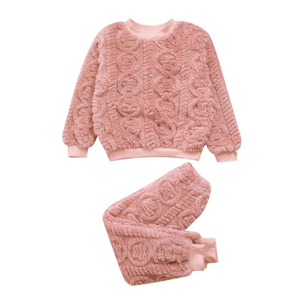 Kids Set Warm Pajamas Stand Collar Sleepwear Long Sleeve Nightwear Sleep Fancy