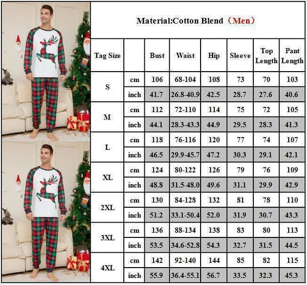 2025 Christmas Deer Grid Print Family Pyjamas Kids Adults Nightwear Pajamas Set*