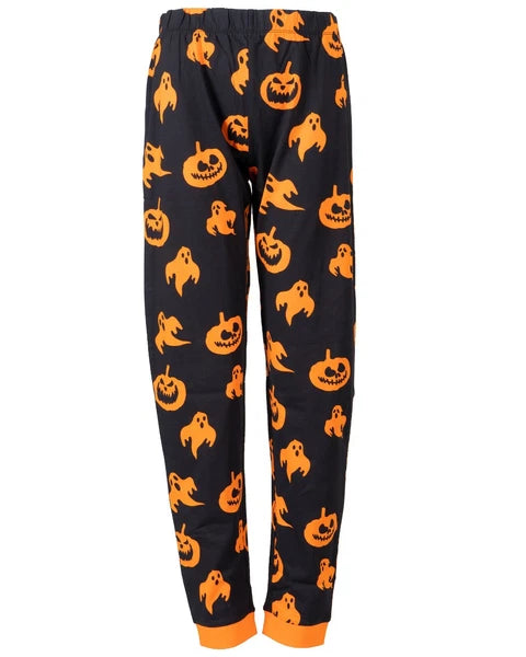 Kids Halloween Pyjamas Set Boys Girls Pumpkin Orange Spider Nightwear Top Bottom