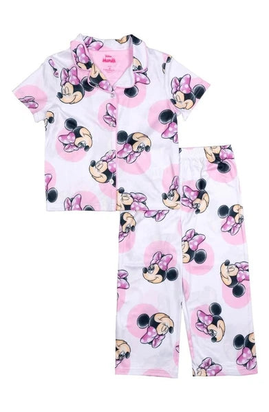 Centric Brands Minnie Mouse Girls’ Pajama Set – Collared Top & Pants – Soft...
