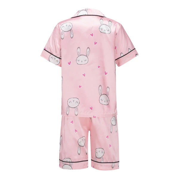 Boys Girls Pajamas Set Sleepwear Button Closure Top Shorts Nightwear Loungewear