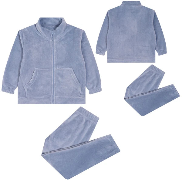 Kids Pajama Set Flannel Nightwear Soft Sleepwear Long Sleeve Homewear Fuzzy