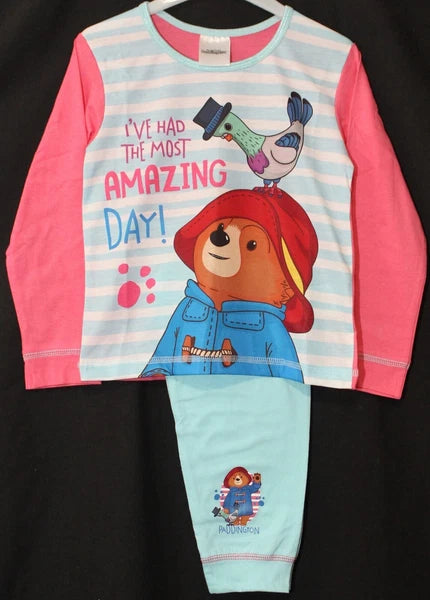 PADDINGTON BEAR Girl's Pyjamas / Pink & Blue PJs Sizes 18 Months - 5 Years