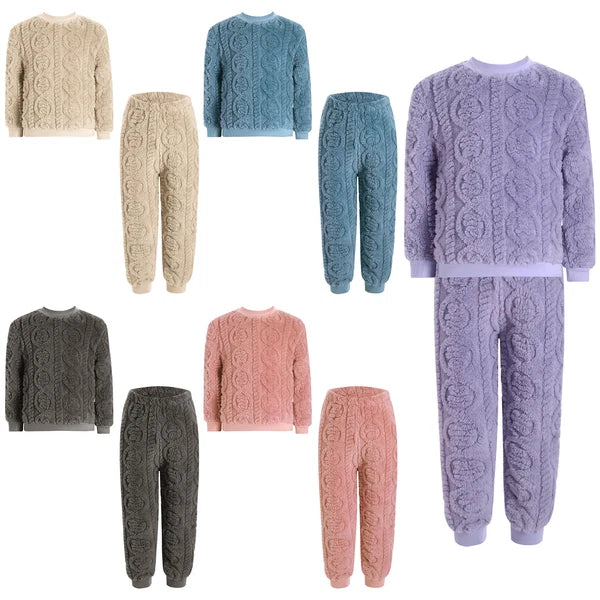 Kids Set Warm Pajamas Stand Collar Sleepwear Long Sleeve Nightwear Sleep Fancy