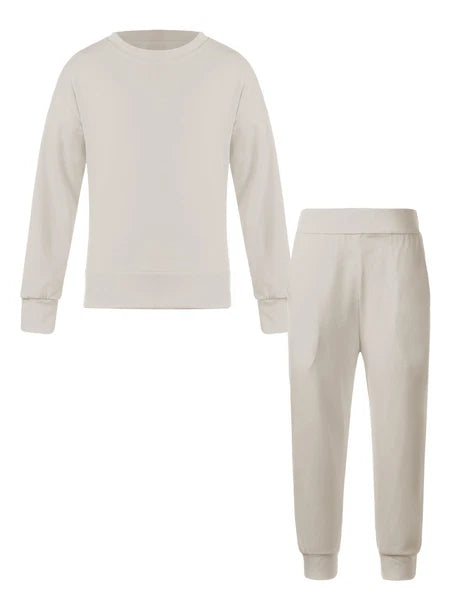 Kids Pajamas Set Flannel Sleepwear Bear Tops Pullover with Plush Pants Trousers