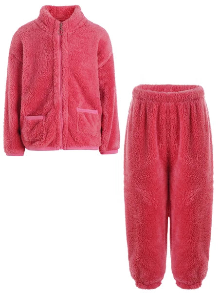 Kids Boys Girls Homewear Long Sleeve Outfits Zipper Pajama Set Comfy Sleepwear